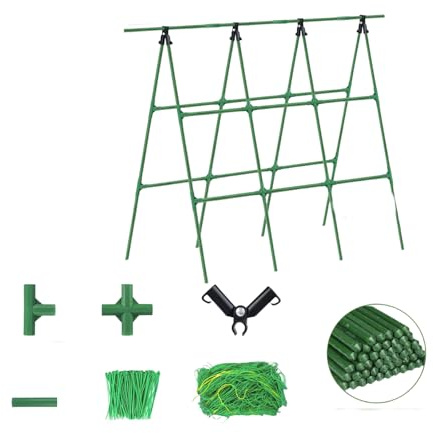 Design triangolare stabile, resistente per arrampicarsi telai, include rete e lacci, acciaio rivestito rimovibile, 47 x 63 cm, versatile strumento da giardino