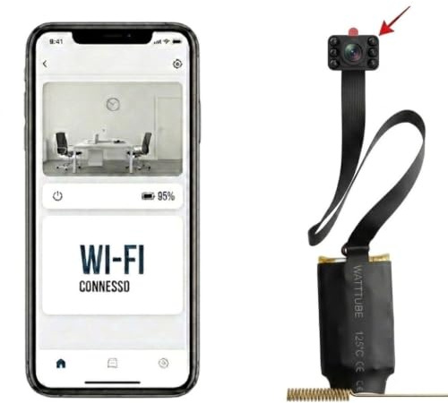 Il Detective Microcamera WiFi Infrarossi Full HD 1080p con LED IR 940nm, Mini Telecamera Interna, Visione Remota, Batteria 8 Ore, Sensore di Movimento Notturna