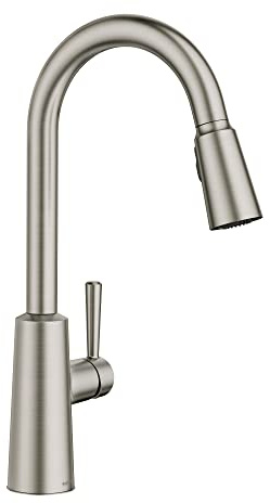 Moen Riley Spot Resist Stainless One-Handle Modern Pulldown Kitchen Faucet Featuring Power Clean and Reflex Docking System for the Spray Head, 7402SRS