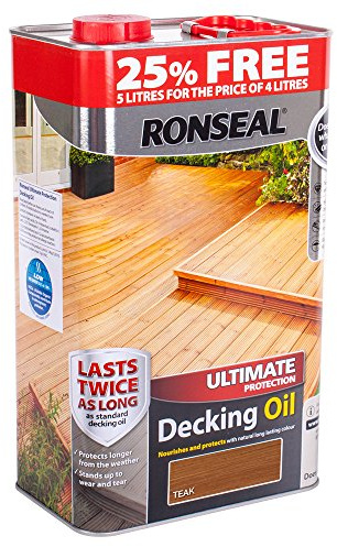 Ronseal RSLUDOT4LAV Ultimate Protection Decking Oil, Teak, 5 Litre