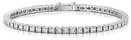 BRACCIALE TENNIS DA UOMO IN ARGENTO RODIATO CON ZIRCONI BIANCHI TAGLIO BRILLANTE