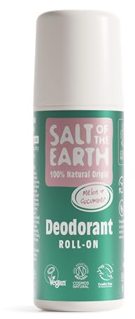 Salt of the Earth - Natural Deodorant Roll On - Melon & Cucumber - Vegan Formula with Effective Long-Lasting Protection, Made in the UK - Suitable for Women, Men & Kids - 75ml