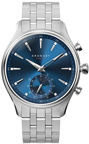 KRONABY Uhr Smart Herren Hybrid aus Edelstahl 316l | Analog-Smartwatch, Wasserdicht 10 ATM S3119/1, Musiksteuerung, Schrittzähler, Anrufbenachrichtigung und -ablehnung, Sekel