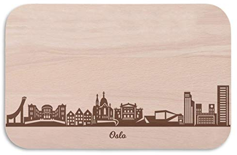 Oslo Planche à petit-déjeuner avec gravure Skyline - Planche à pain et cadeau pour les fans de la ville de Oslo