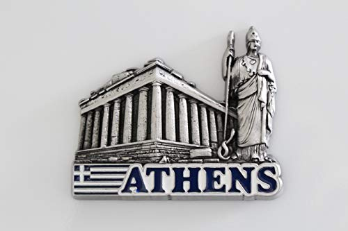 Kühlschrankmagnet mit Städtemotiv, z. B. Venedig, Paris, Rom, Prag, Amsterdam, Barcelona, Dubai, Thailand, aus Metall, tolles Souvenir, schöner Dekoartikel, metall, Silber Athen