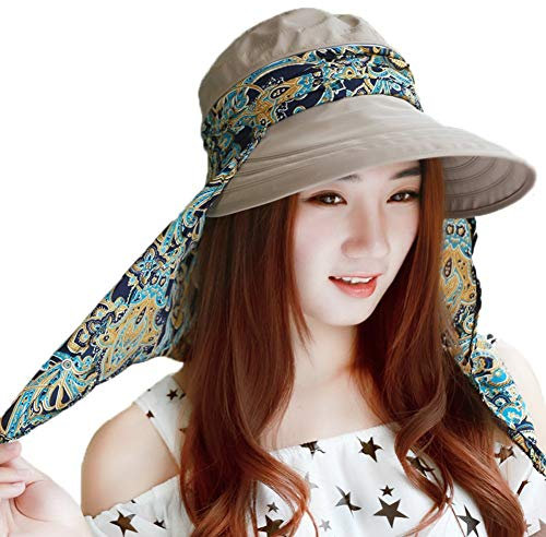 Sonnenhut Damen Sonnenmütze Outdoor Strandhut Staubdicht Sommerhut Faltbare Hut Anti-UV Atmungsaktiv mit Reißverschluss Sonnenschutz breite Krempe Kappe für Reisen Besichtigung Bergsteigen Wandern