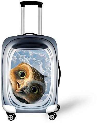 Elastische Kofferhülle Kofferschutzhülle, Chickw1 Reisekoffer Kofferbezug Gepäck Cover Protektor Waschbar Anti-Kratzer Staubdicht Reisekoffer Hülle Cover (Süße Eule,L(26-28in))