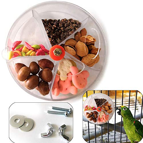 Sqxaldm Rueda de Alimentación para Loros Accesorios para Pájaros Juguete Giratorio Juguete de Alimentación Pájaros Loros Creativo Juguete de Forrajeo de Aves Transparente Alimentador Comida Loros
