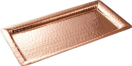Monarch Abode 40601 Hand Hammered Metal Decorative Vanity Platter Tray - Kitchen Bathroom Counter Storage - Counter Organizer - 12 inch Antique Copper Finish - Copper Serving Platter