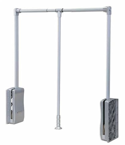 tonchean Pull Down Clothes Rail 89-121cm Adjustable Wardrobe Pull Down Rail | Extendable Pull Out Wardrobe Rail Lift for Closet and Wardrobe Weight Capacity Up to 15 kg