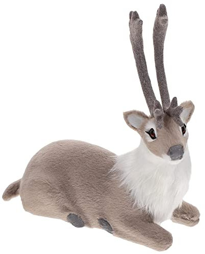 FOMIYES Weihnachtliche Rentier-Figur, Elch-Statue, Feengarten, Skulptur, Weihnachten, Tischdekoration, Waldtiere, Spielzeug-Figur, Auto-Innendekoration, Ornamente, 15,5 cm, grau