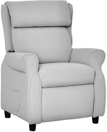 Qaba Kids Recliner Chair Children Sofa Angle Adjustable Single Lounger Armchair Gaming Chair with Footrest 2 Side Pockets for 3-5 Years, Light Grey
