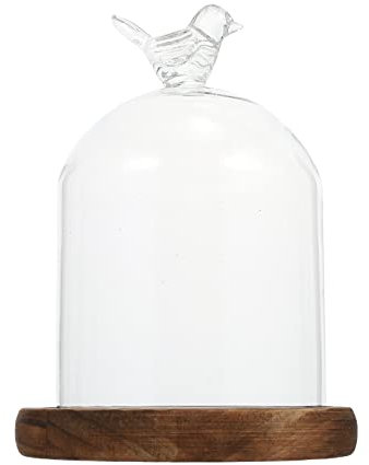 BESPORTBLE Glas Kuppel Glocke Glaskuppel Deko Glashaube Glasglocke mit Holzboden Holz Kuchenglocke Kuchenständer Käseglocke Lebensmittel Gastgeschenk für Hochzeit Weihnachten Dekoration 14CM