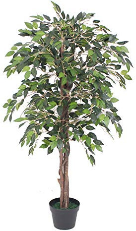 Requena Artificial Tree with Lifelike Leaves in Black Plastic Pot, 120cm (OAK2737-1)