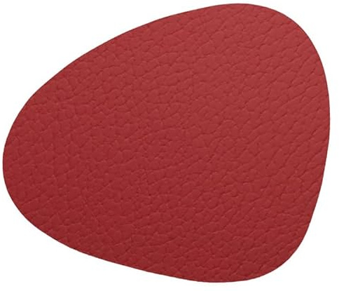 LindDNA Glasuntersetzer Curve aus recyceltem Bull Leder in der Farbe Red mit Einer Größe von 11x13cm, 9855