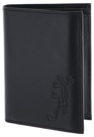 Oxmox Leder Geldbörse Leather RFID Protect Kombibörse Lizard Embossed Black schwarz