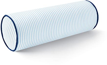Hofdeco Premium Coastal Hampton Style Patio Indoor Outdoor Nackenrolle, 15,2 x 50,8 cm, wasserabweisend, für Hinterhof, Couch, blau gestreift