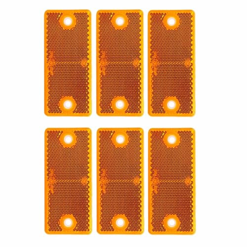 Woola 6er Gelb Katzenaugen Reflektoren,Größe 90 x 40mm E-Geprüft Rückstrahler,Rechteckig Reflektor Orange für Anhänger Wohnwagen LKW Traktor Motorradzäune Türpfosten
