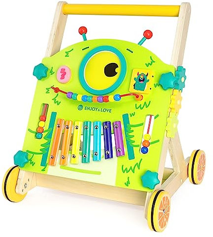 Ark miido Baby Lauflernwagen Holz, Lauflernhilfe Baby Walker ab 6 9 18 Monate, Montessori Spielzeug Multifunktion, Laufhilfe für ab 1 Jahr