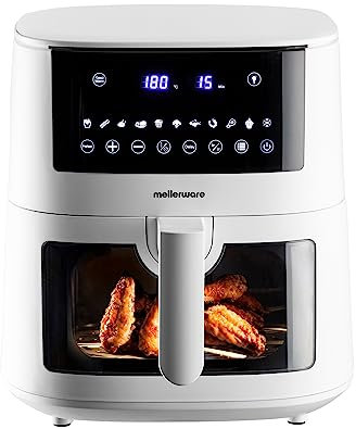 Mellerware - Freidora sin Aceite Crunchy XL 7L | 1650W | 11 Menús Predefinidos | Air Fryer 80-200º | Antiadherente | Temporizador Programable | Apto Lavavajillas | Freidora de Aire Sin BPA/PFOA