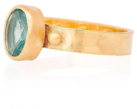 Blauer Topas Ring, Blauer Topas Frauen Ring. Ovaler Blautopas Ring. Vergoldeter Silber Blautopas Ring. 925 Sterling Silber Blauer Topas Ring. 24K Gold plattiert Silber blauer Topas Ring.