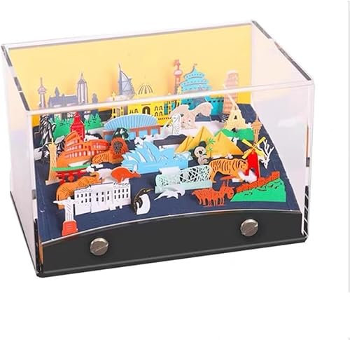 3D-Kalender 2024, 3D-Kalender-Notizblock, Abreißkalender-Skulptur, Papierskulptur-Weltkarte-Architektur-Landschaftskalender, 3D-Kunstkalender A,A