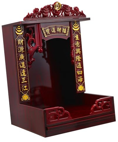 Abaodam Für Wandmontierte Regale Desktop-Buddha- Statue Pilaster Tempel Buddhistischer Schrein Buddha- Für Desktop Buddha- Für Wand Mini-Rot