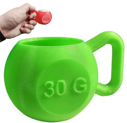 Kettlebell, misurino per proteine (30 g), divertente misurino per proteine in polvere, caffè, cereali, idea regalo per sollevamento pesi, appassionati di fitness, ratto da palestra (verde, confezione