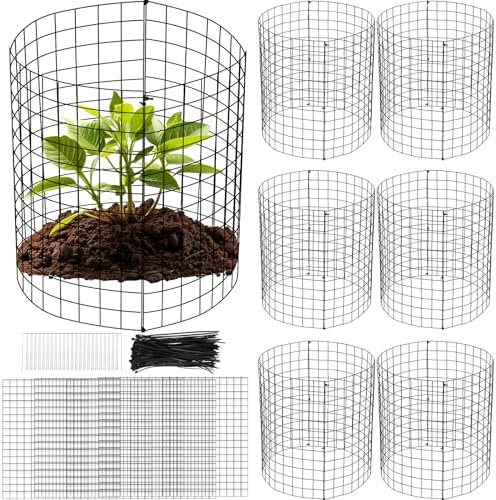 Zubebe Draht-Pflanzenschutz von Tieren, Metallgitter, Pflanzkäfig, stabiler Garten, Hase, Barrikaden, Hühnerdraht, Glocke für Pflanzen, Gemüse, mit Erdspießen, 50 x 35 cm, 6 Sets