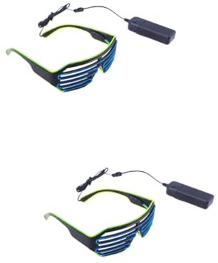 WOFASHPURET 2stücke Glow Sonnenbrille Mit Kaltem Licht Für Partys Festivals Und Veranstaltungen Leuchtende Brille Grünem Rahmen Und Blauen Linsen Ohne Batterie Geeignet Für Erwachsene
