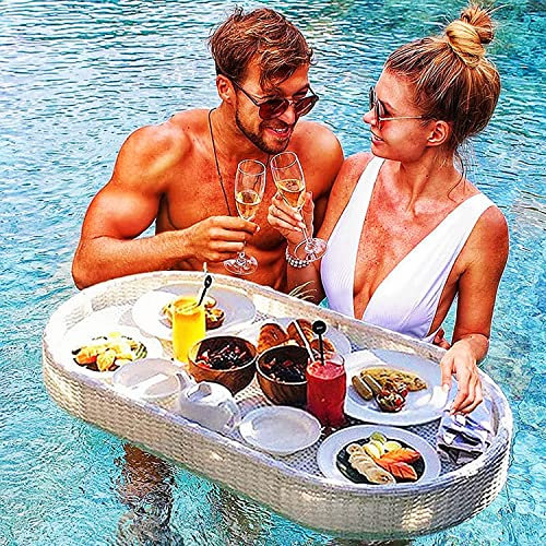 Vassoio galleggiante per piscina, grande vasca idromassaggio galleggiante per vasca idromassaggio, tavolo per bevande e cibo, vassoio di ristoro per lounge galleggiante per feste in piscina o in spia