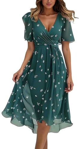 WILLBEST Womens Casual Loose Fit Solid Color Dresses with Pockets Short Sleeve Maxi Long Vacation Beach Tiered Dresses