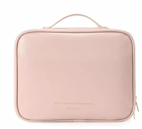 Borsa per cosmetici, organizer per cosmetici, borsa portatile con scomparti multipli – Organizzazione cosmetica da viaggio con grande capacità per polveri, eyeliner e rossetti pressati, Colore: rosa.,