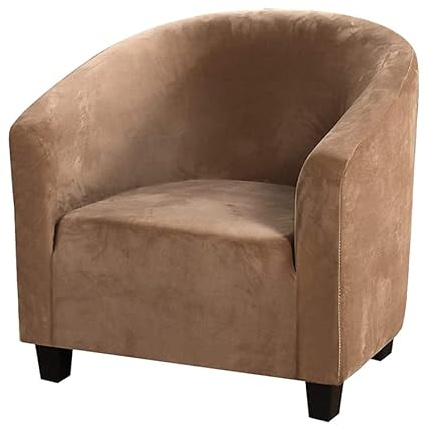 Surwin Sesselbezug Sesselschoner mit Elastisch Stretch Husse, Samt-Einteiler Sesselüberwurf Universal Chair Schonbezug Sofabezug für Clubsessel Lounge- & Cocktailsessel (Kamel)