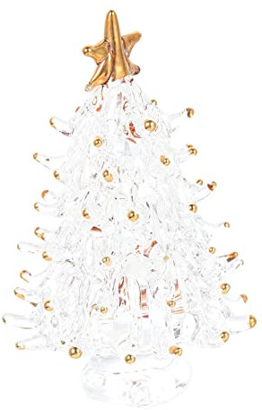 XFZJCHAP 2 Stück Kristall-Weihnachtsbaum, künstlicher Weihnachtsdorf-Bäume, Mini-Desktop-Weihnachtsbaum, Miniatur-Weihnachtsbaum-Skulptur, Mini-Weihnachtsbaum, Tisch-Weihnachtsbaum aus Glas