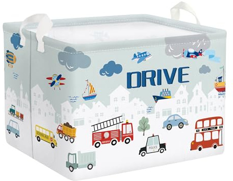 Clastyle Car Baby Laundry Hamper Collapsible Clothes Kids Storage Basket Waterproof Boys Toy Box for Nursery Room, City Car, 40 * 30 * 30 cm