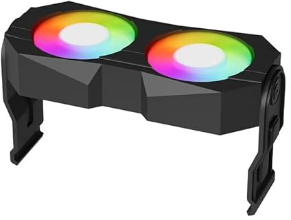 Computer Memory Ram Radiator Plastic Heatsink ram Cooler Fan with Dual 60mm rotatable pc Fans 4Pin PWM &5V 3PIN ARGB ram Cooling Fan for Memory Module Cooling Solution (Black)