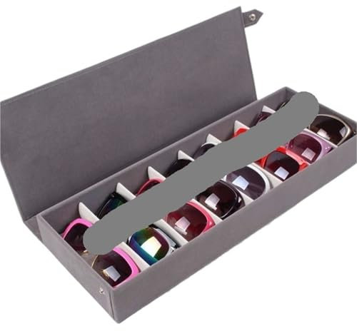 MNBFC Brillenbox 8 Slot Grids Gläser Schmuck Box Sonnenbrille Organizer Fall Brillen Lagerung Display Halter Brillenkoffer(White)