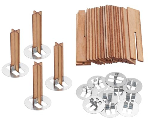 QUARKZMAN 10 Juegos de Mechas de Vela de Madera, 0.4 x 1.6 Pulgadas Mechas Naturales de Madera con Base en Forma de Cruz Núcleos de Vela Suministros para Hacer Velas DIY