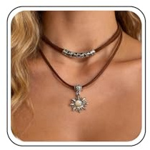 Inateannal Collier Ras Du Cou En Cuir Superposé Collier Pendentif Pierre De Lune Collier En Daim Marron Collier En Cuir Tribal Vintage Bijoux Pour Femmes