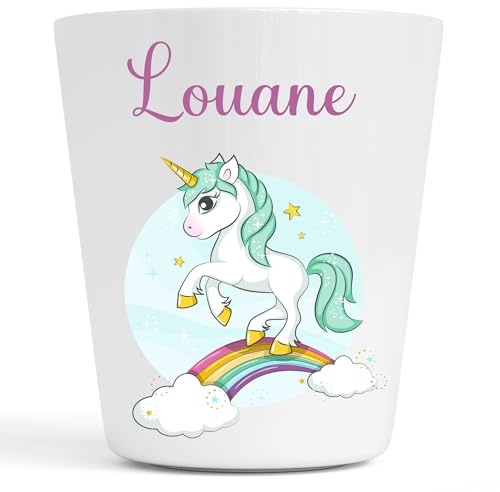Générique Gobelet en Plastique pour Enfants | Gobelet Personnalisé avec Nom |Verre Plastique Incassable Personnalisé (Licorne Louane)