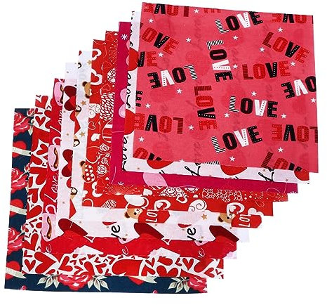 NUOBESTY 30blätter Patchwork-Stoff DIY Basteltuch Valentinstag Nähstoff Patchwork-basteltuch Heimtextilien Dekoration