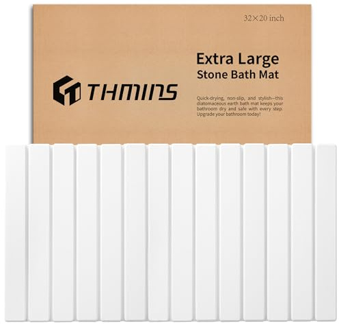 THMINS Diatomeenerde Badematte, Faltbare Stein Badematte, Super Saugfähig, Schnelltrocknend, 80x50 cm rutschfest, Platzsparend, Einfach zu Reinigen für Bad/Küche