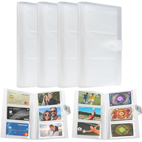 Axinost Album de cartes à collectionner, 4 livres, 20 pages chacune, 480 pochettes transparentes à collectionner, 80 pages par 6 pochettes (9 x 6,5 cm), porte-cartes vides, porte-cartes transparent