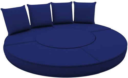 Generisch Polsterbezug Für Outdoor-Liege, Ersatzbezug Für Tagesbett Oder Sonnenliege, Mit Gummizug, 167,6 cm, Kissenbezug Rund Wasserabweisend Für Runde Gartenliege, Nur Bezug-Navy Blue