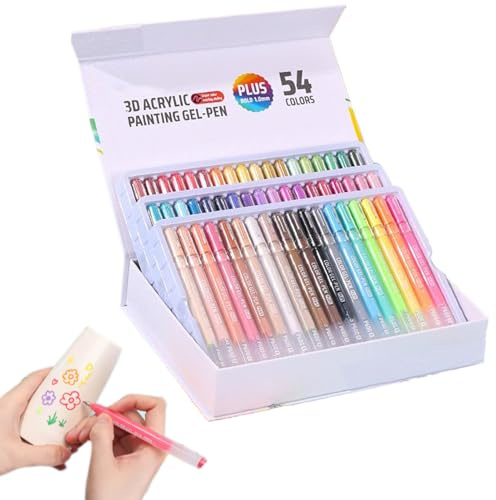Acrylfarben-Gelstifte, Holzmarker, 3D-Glitzer, 1 mm Spitze, Malmarker für Entspannung, Färben, Stoff, Holz, Keramik, Kunst, Handwerk, Schule, Erwachsene, Scrapbook