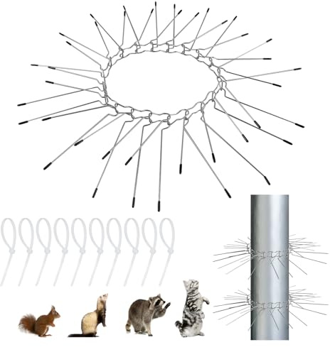 1 set di cintura anti gatto per alberi, repellente per gatti, regolabile, repellente per martore, scavo in acciaio inox, barriera per gatti, picchi per casa, grondaie e alberi, protezione per martore