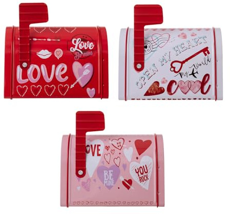 Lot de 3 boîtes aux lettres de Noël en forme de boîtes en fer blanc pour cadeaux de fête de Noël