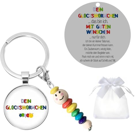 Glückswürmchen Schlüsselanhänger,mit Glückskarte & Organzabeutel | Sorgenwürmchen Handmade, Glücksbringer, Sorgenwürmchen, Sorgenwurm, Ranzenbaumler, Geschenk für Schulkind
