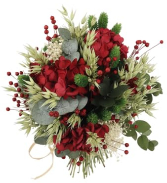 Ramo de Hortensias Rojas Secas DECOALIVE Decoración Floral Atemporal